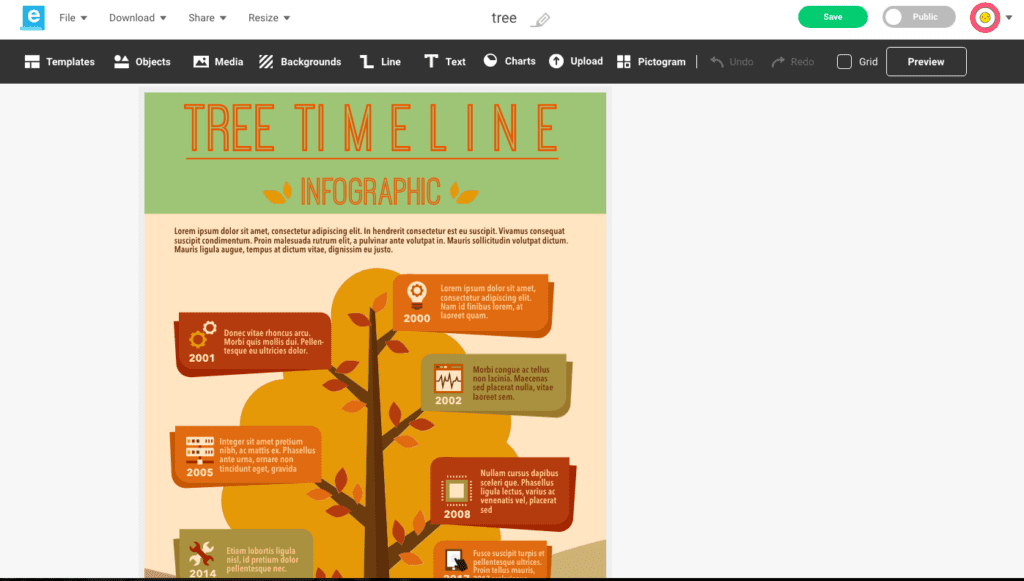 Easelly-based family tree graphic