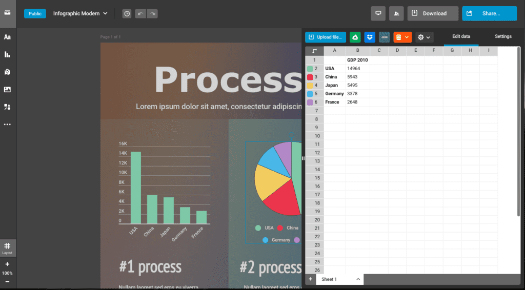 Infogram chart editing.