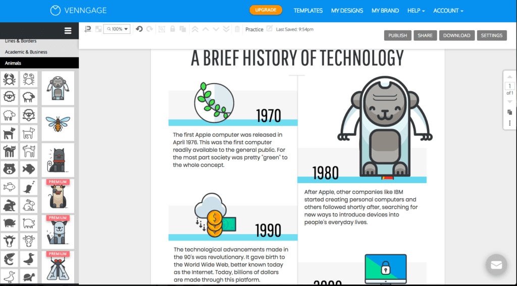 Venngage timeline example.