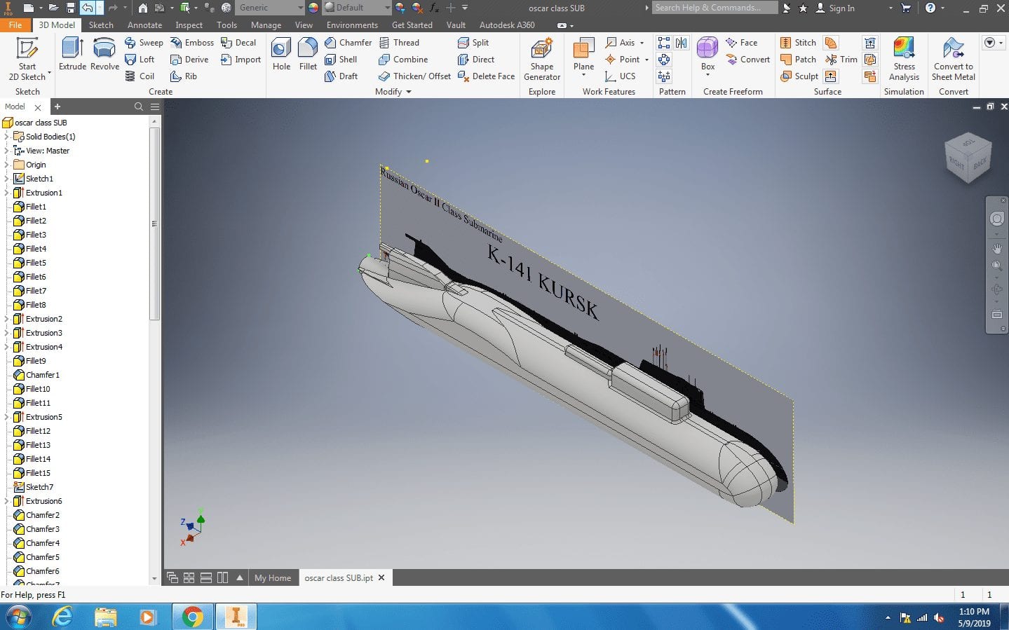 Autodesk Inventor - student project - submarine