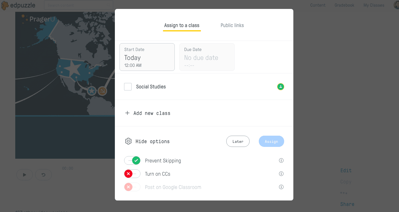 Edpuzzle - individual video settings