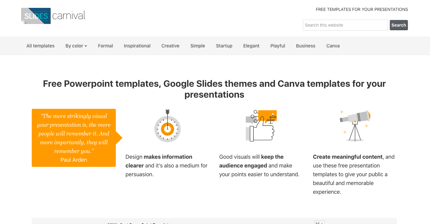 SlidesCarnival Home Page Screenshot