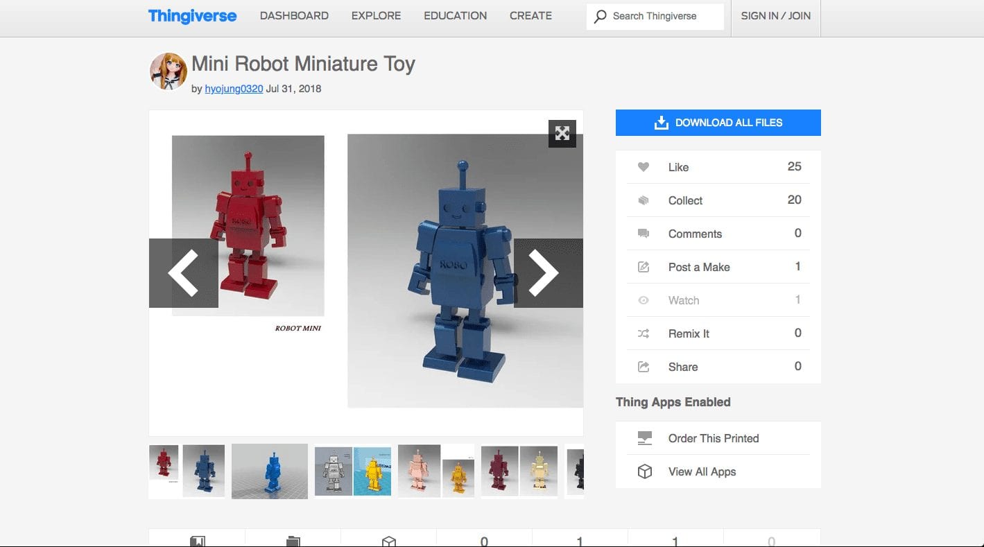 Thingiverse - Robot CAD files