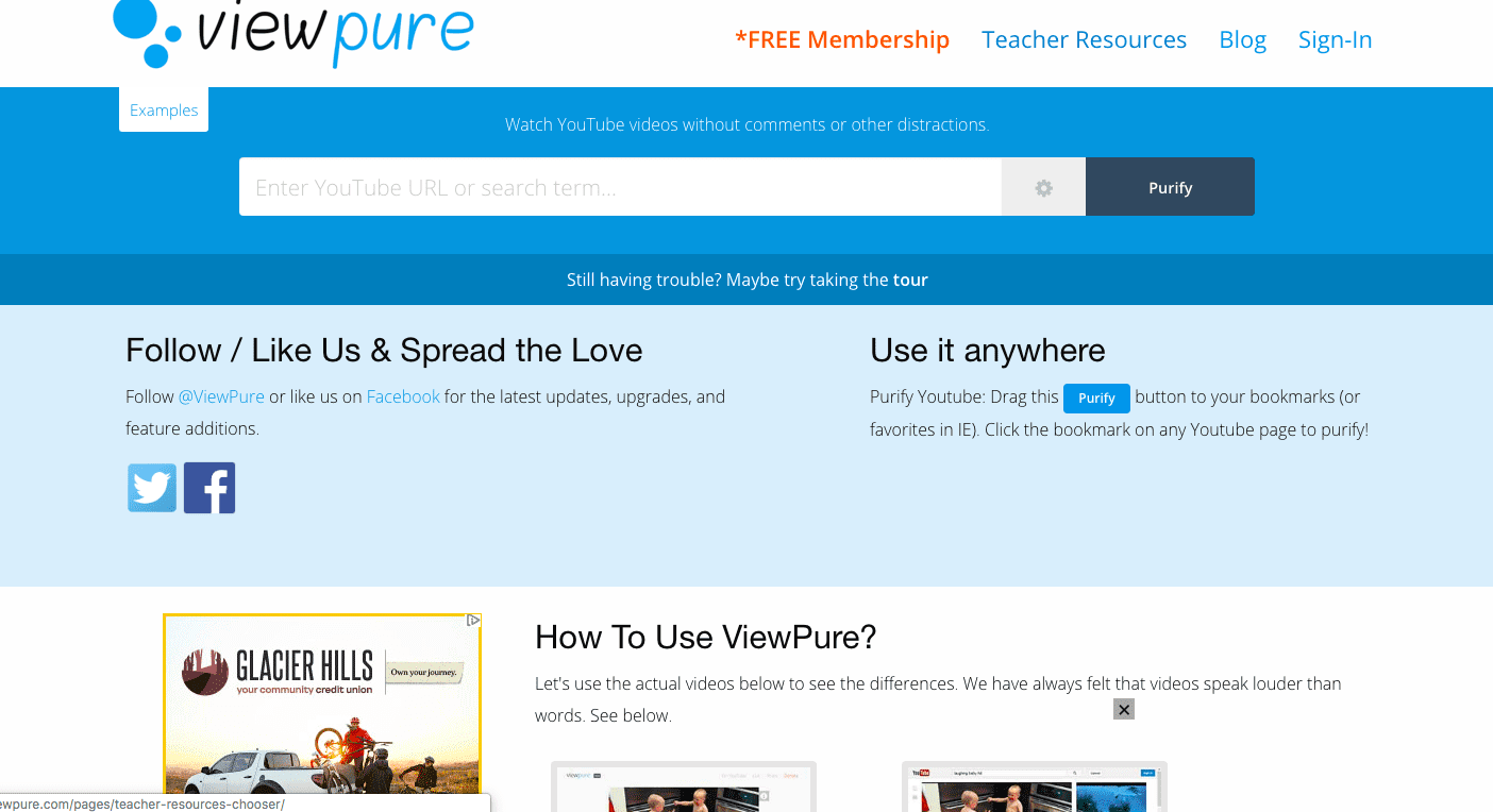 ViewPure - Main Home Screen