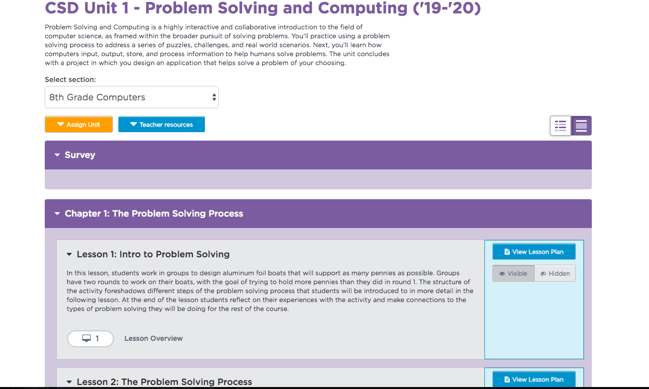 Code.org syllabus screen