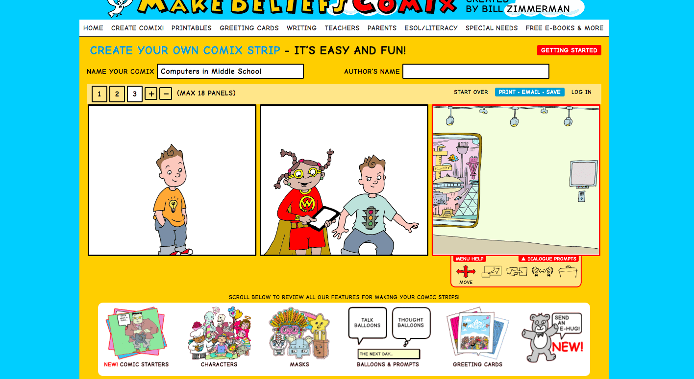 Make Beliefs Comix working screen