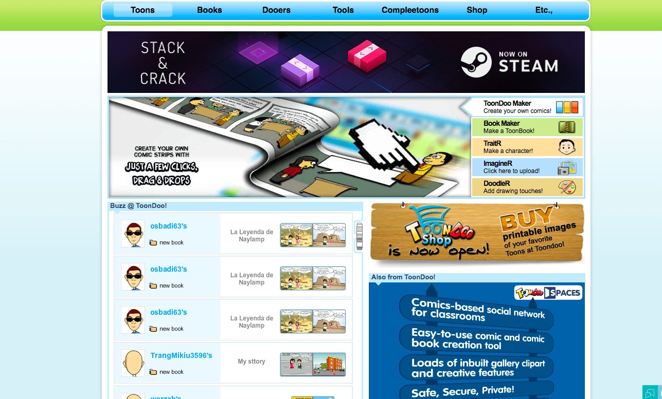 ToonDoo home page