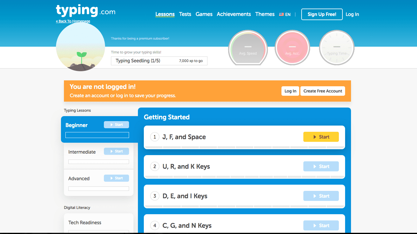 Typing.com screen