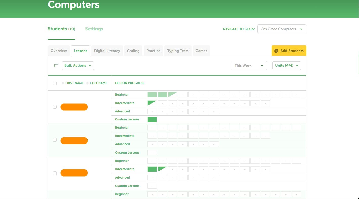 Typing.com student screen