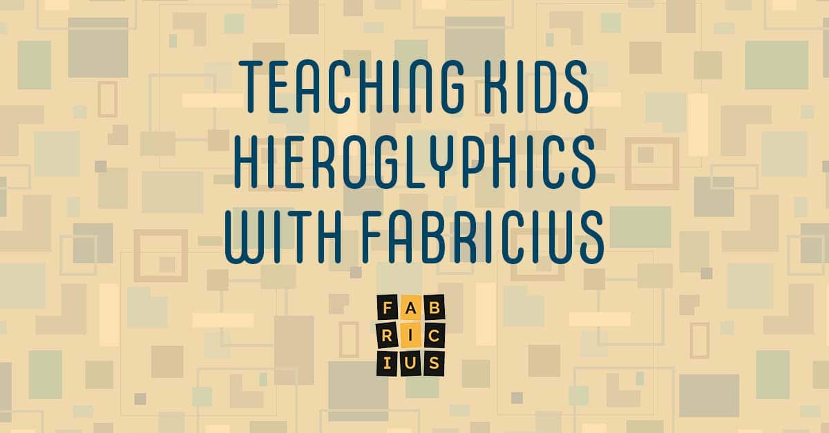 Fabricius logo on a background with floating boxes