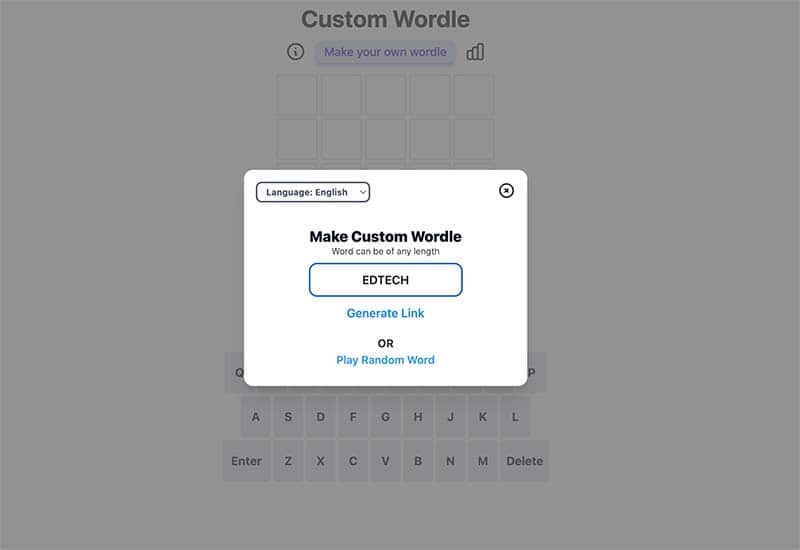 Custom Wordle select word