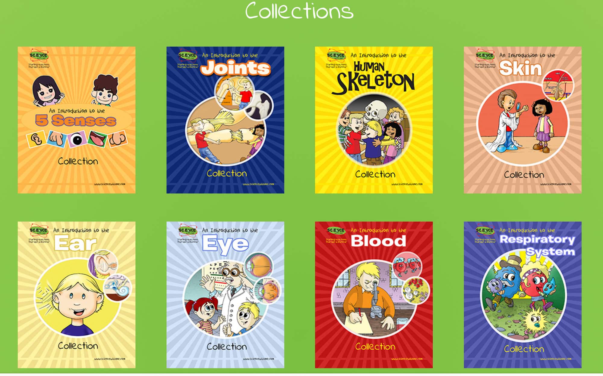 A screenshot of collections of lessons from Science With Me