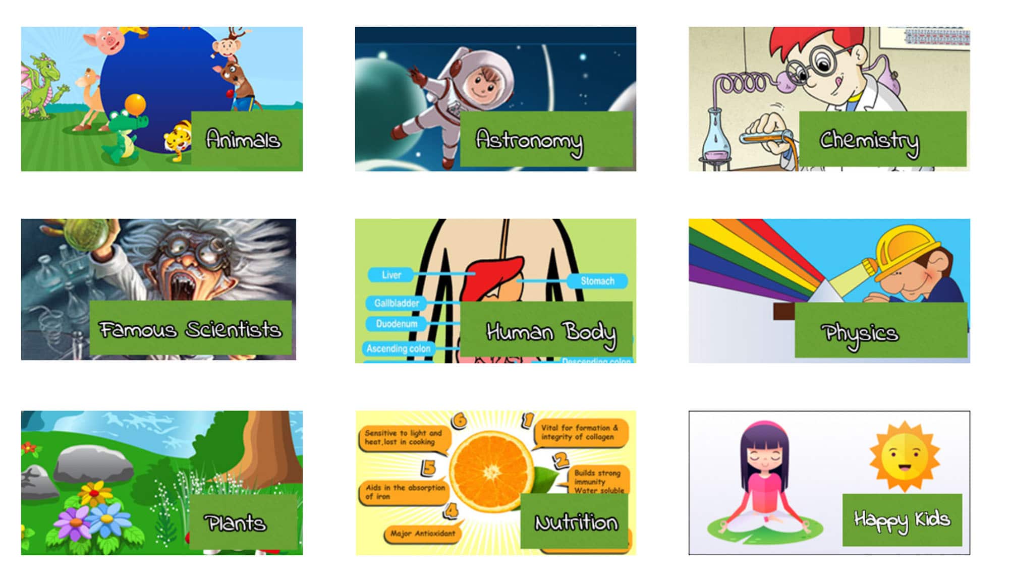 A screenshot of a collection of lessons from Science with Me