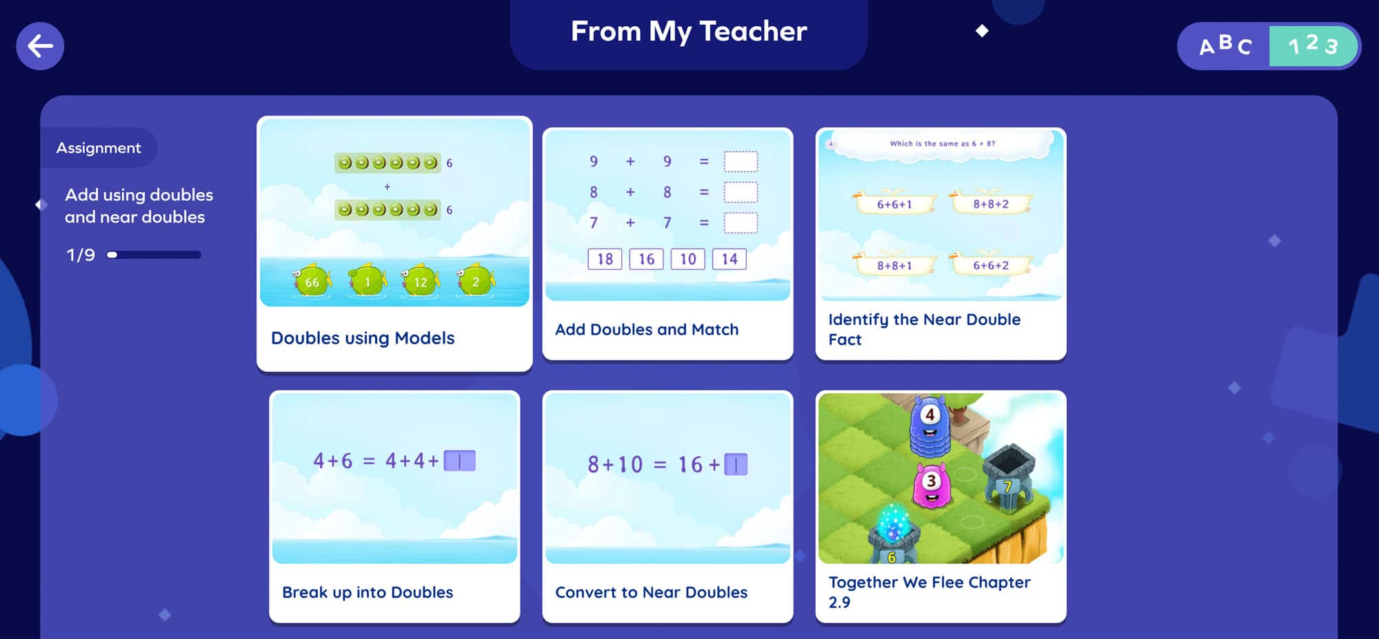 Screenshot of SplashLearn's From My Teacher page