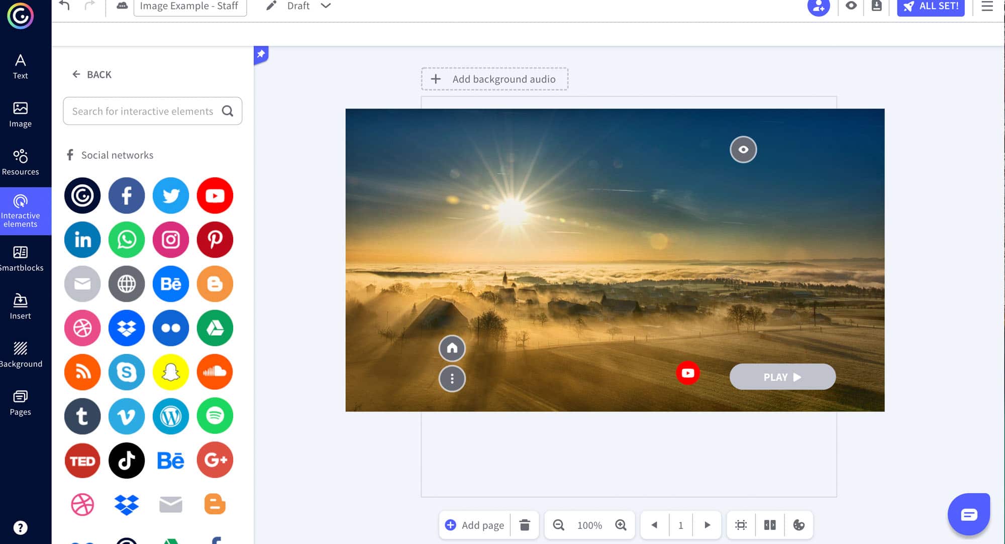Genially screenshot with a photo of a sunny landscape