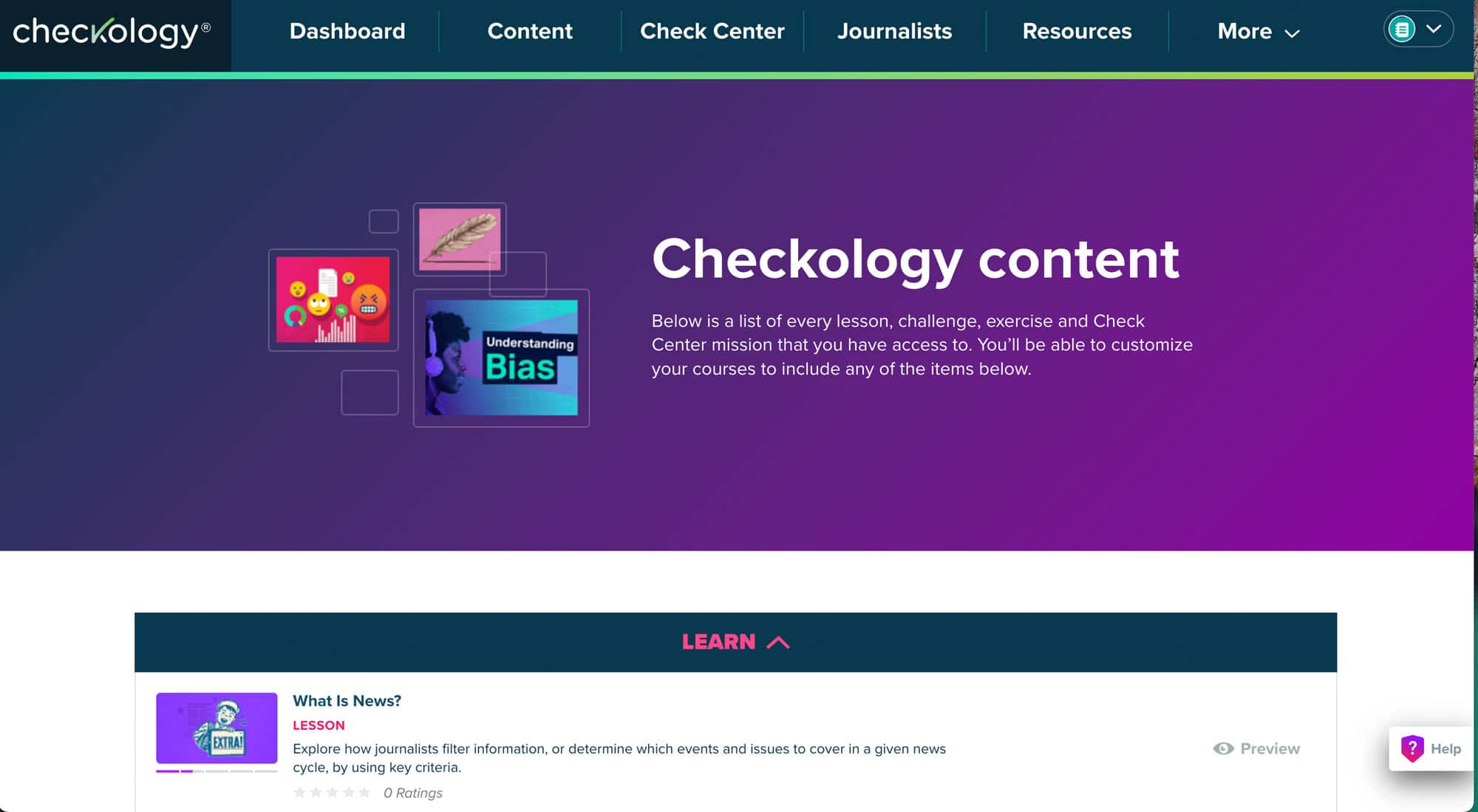 Checkology homepage