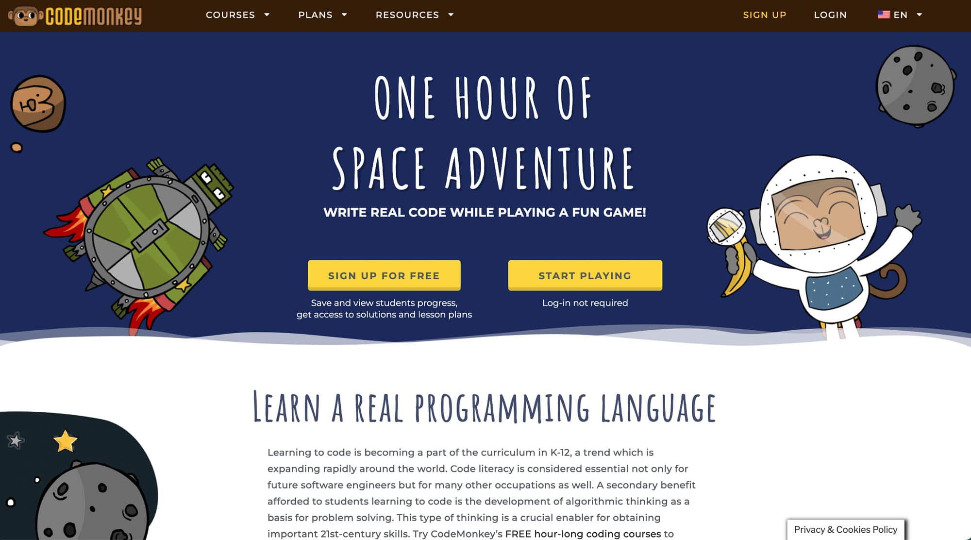 One Hour of Space Adventure screenshot from Hour of Code