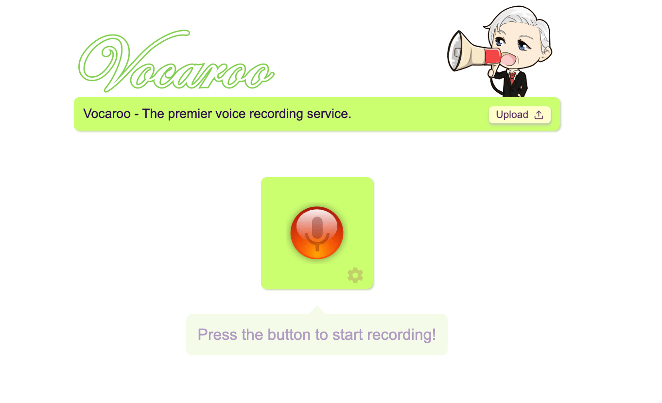 Vocaroo main recording screen