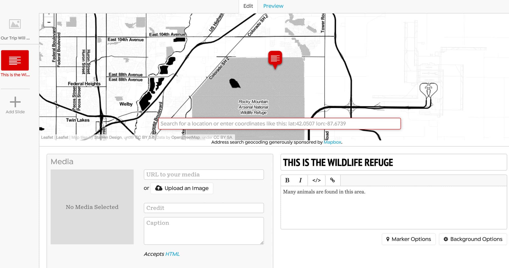 StoryMap example of a location