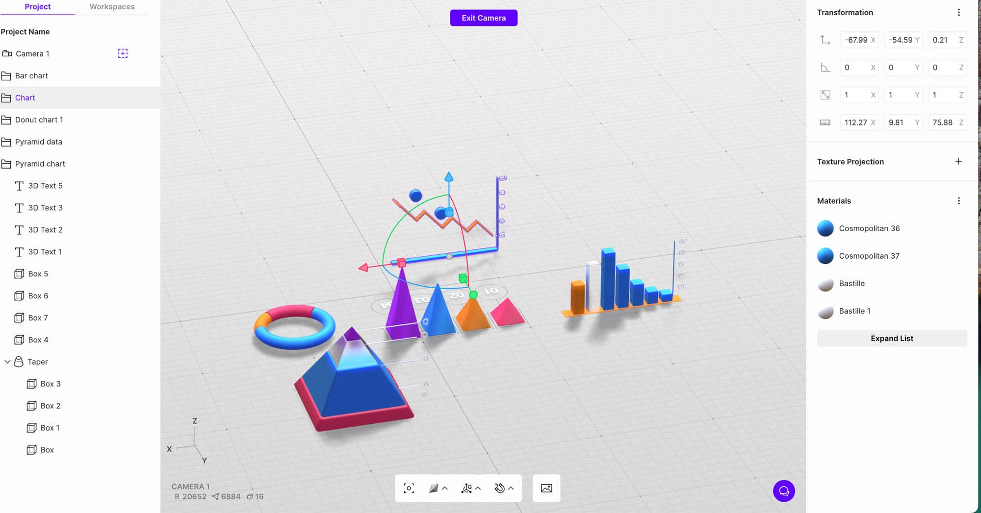 various 3D shapes made with Vectary