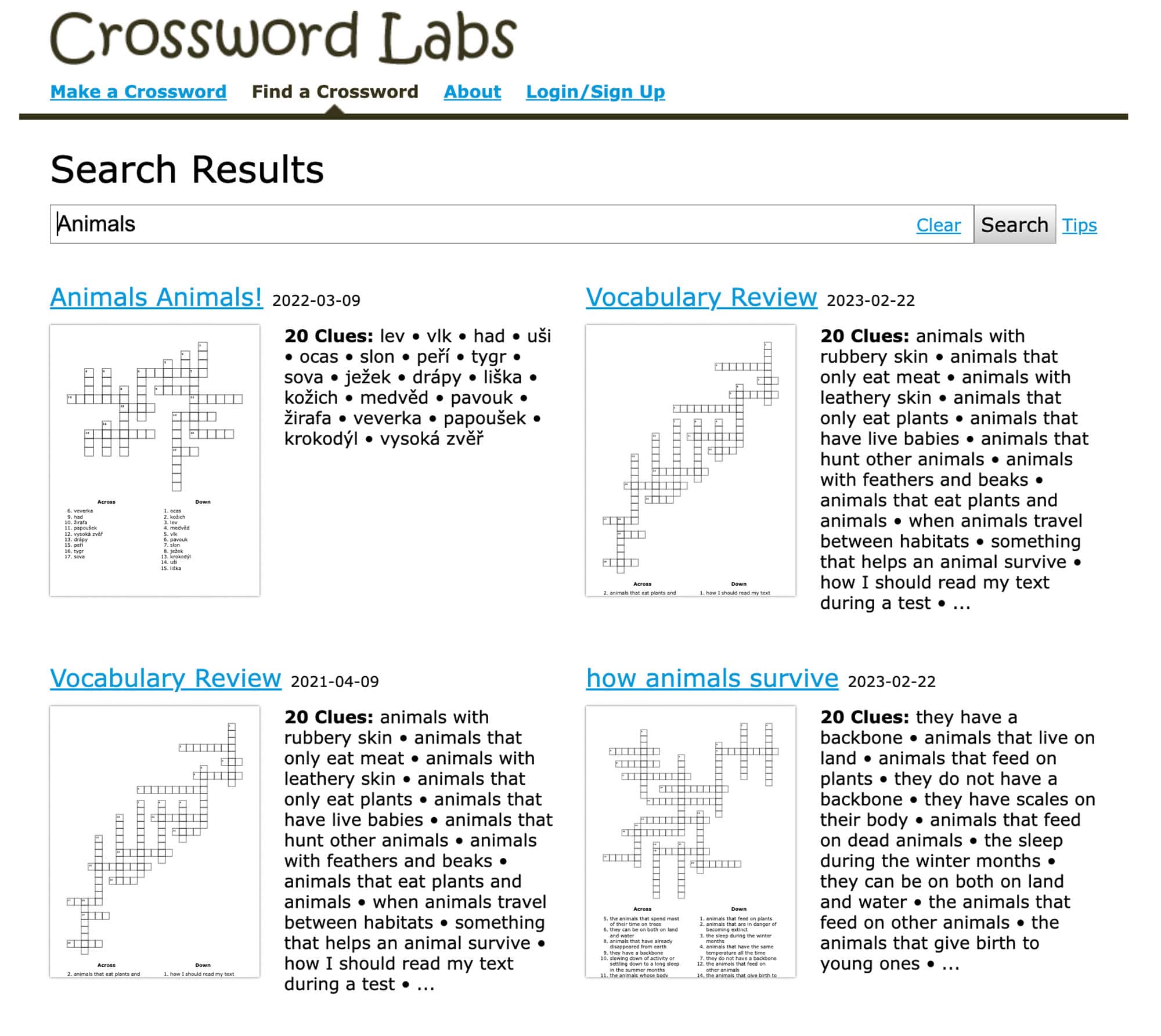 Crossword Labs screenshot