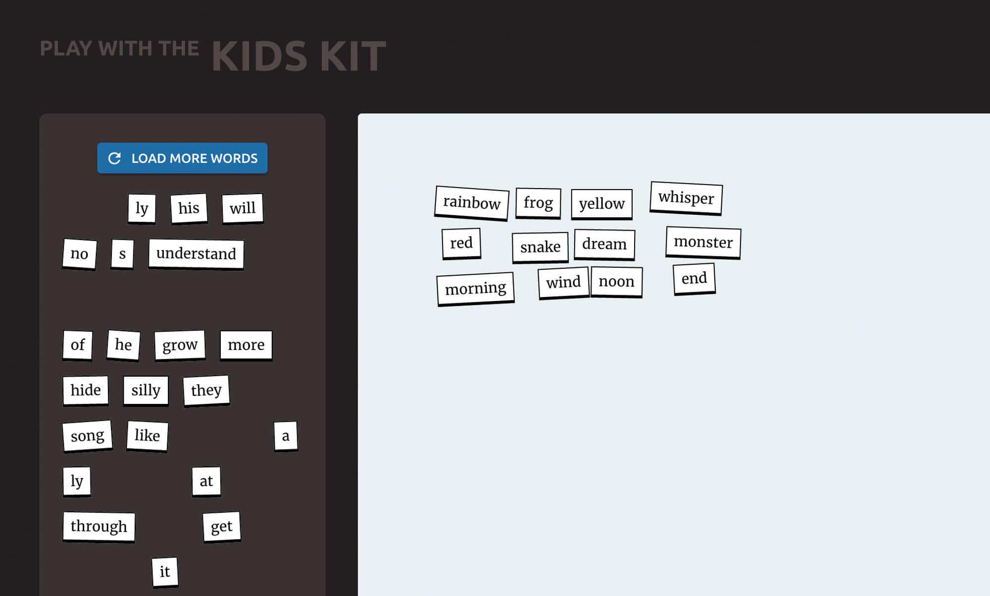 Example Magnetic Poetry