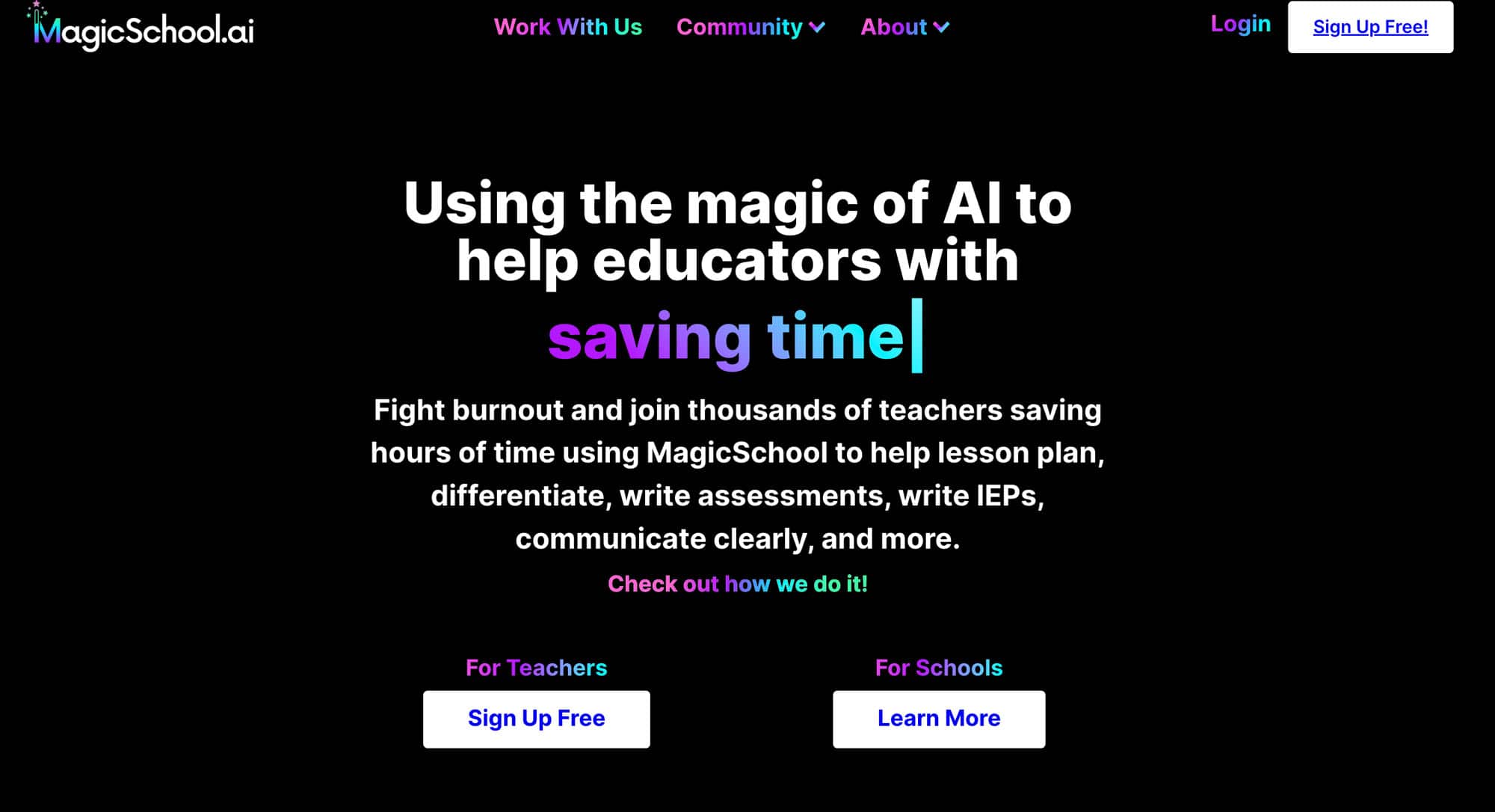 MagicSchool homepage screenshot