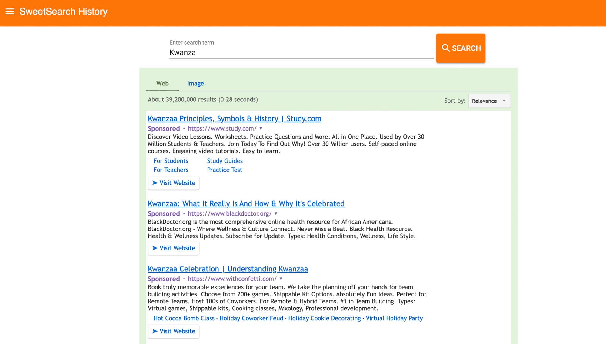 SweetSearch screenshot