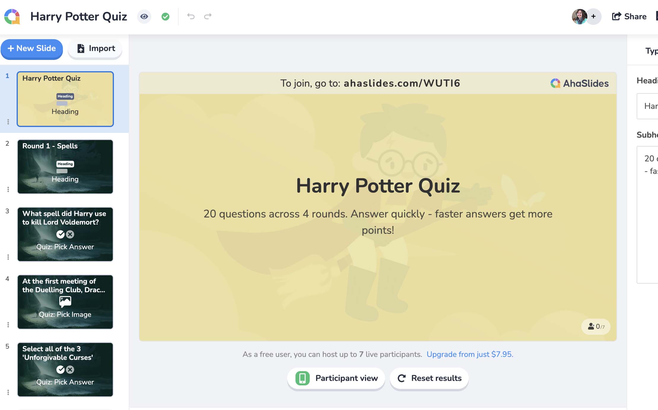 Ahaslides screenshot