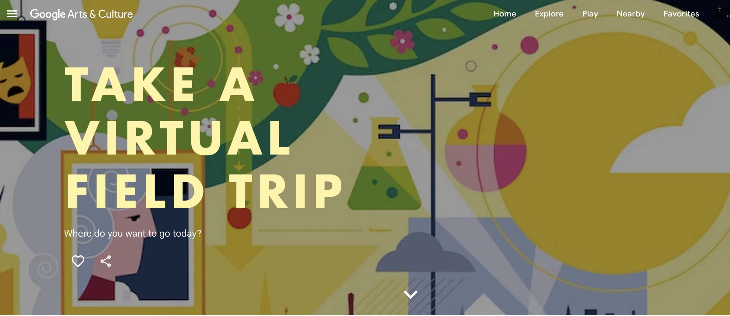 Google Arts & Culture virtual expedition homepage