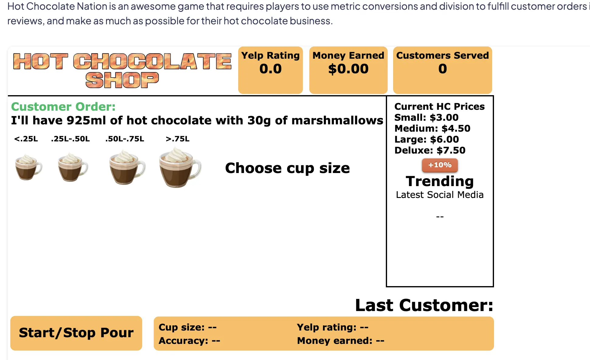 Screenshot of a slope game showing a slanted mountain path with elevation markers from 0 to 5000 feet. A blue prompt asks the player to calculate the slope between two ordered pairs, with a text box and “Check Answer” button.