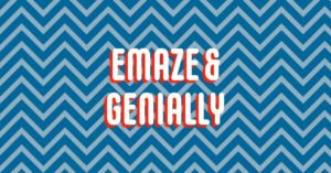 Emaze and Genially text over a chevron background