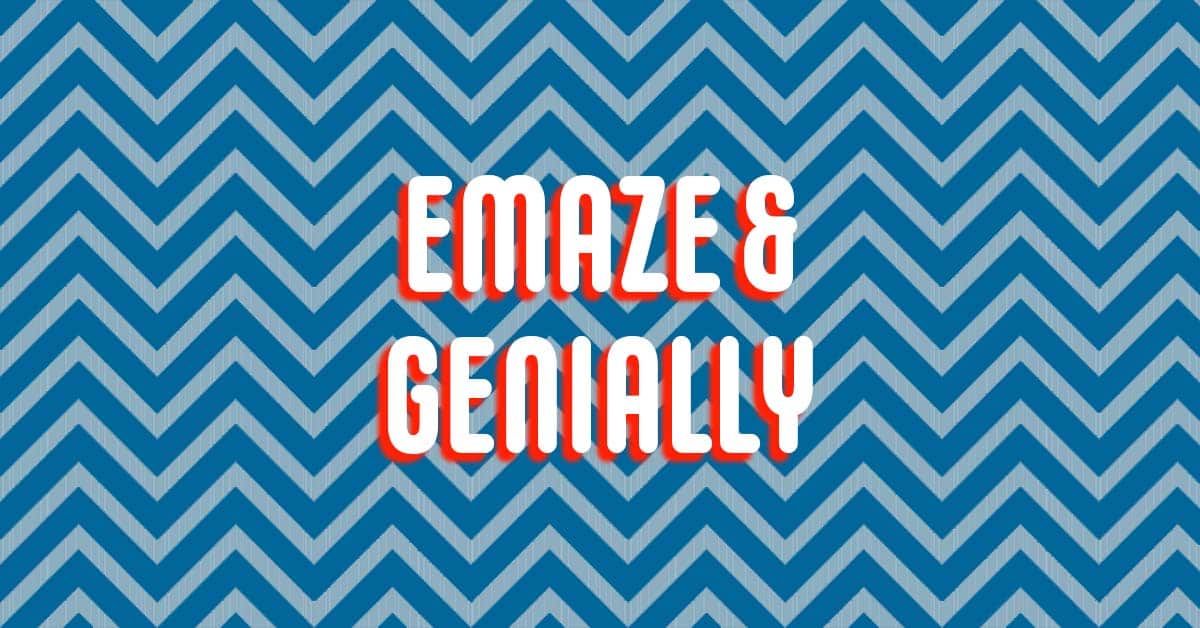 Emaze and Genially text over a chevron background