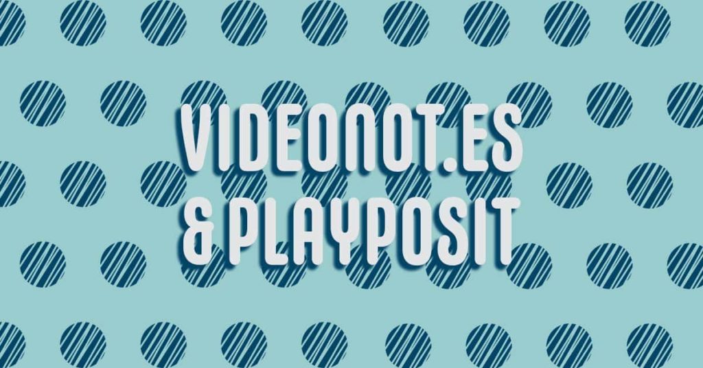 VideoNotes and Playposit text over giant polka dots