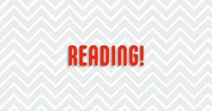 "Reading!" text over a chevron background