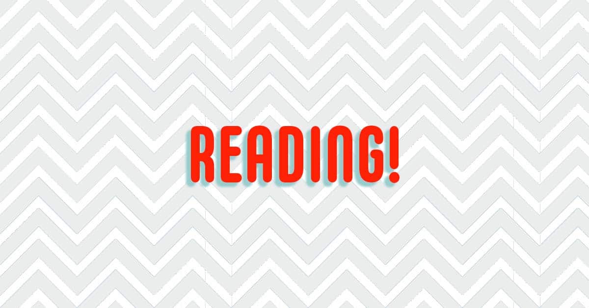 "Reading!" text over a chevron background