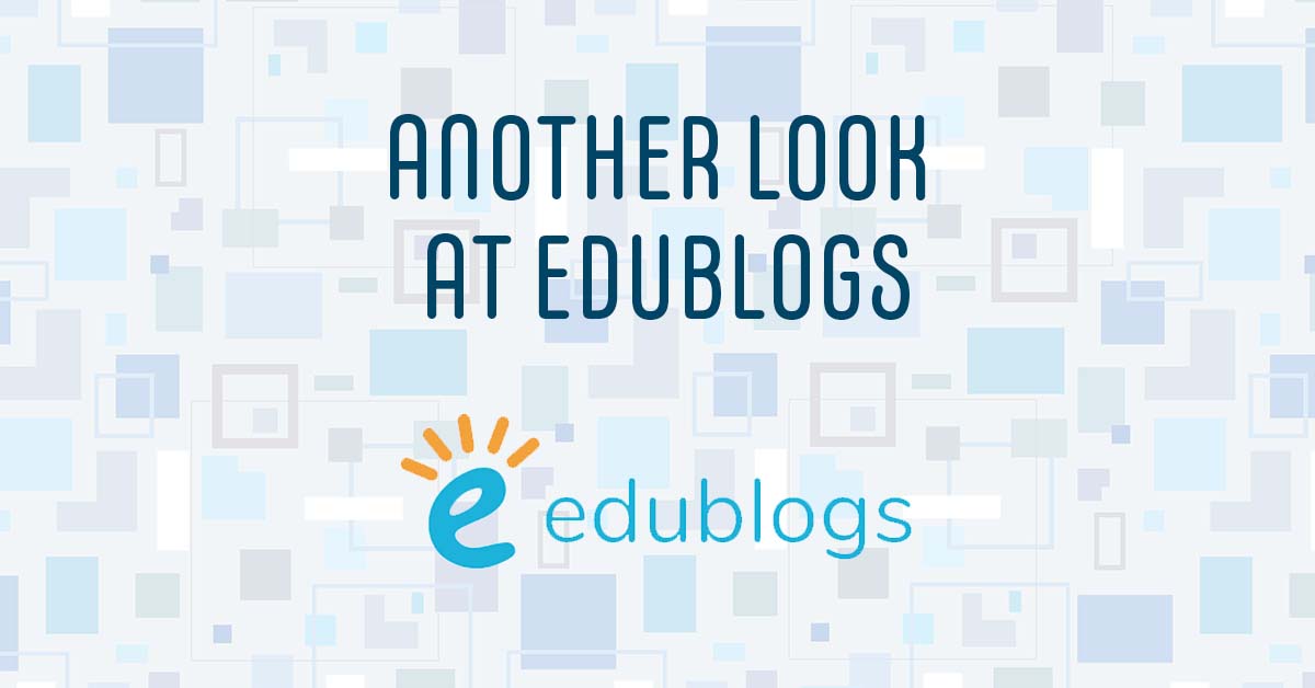 Edublogs logo over a techy background