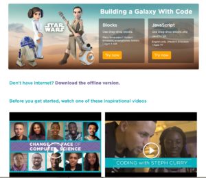 Code.org star wars page