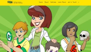 Science with Me home page screenshoot A cartoon girl smiling