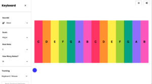 A rainbow colored musical keyboard from Chrome Extensions - Keyboard