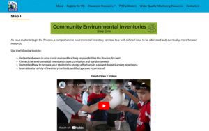 Community Environmental Inventories section screenshot from Earth Force