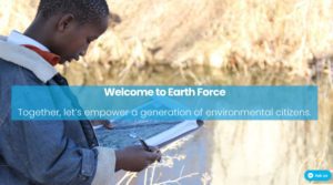 Screenshot of homepage from Earth Force