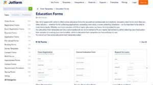 Jotform education forms screenshot