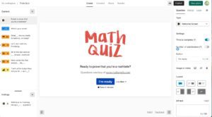 Example of a typeform webpage with the words "math quiz" in bold