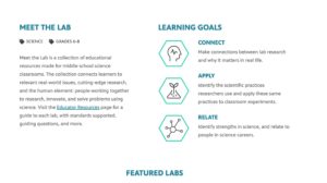 Meet the Lab learning goals page screenshot