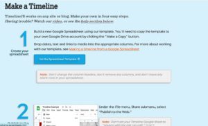 Example upload page from Timeline JS
