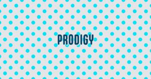 Prodigy text over polkadots
