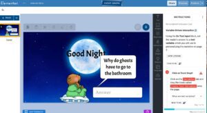 Elementari screenshot - showing a little bear by the moon