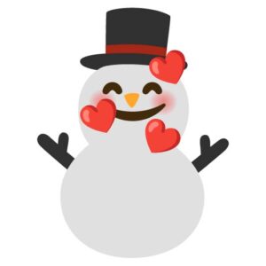 Emoji Kitchen snowman emoji with hearts on face