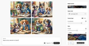 Four AI generated images of different dogs